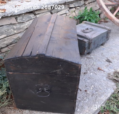 стара дървена ракла с дръжки отстрани, сандък, снимка 3 - Други - 34261033
