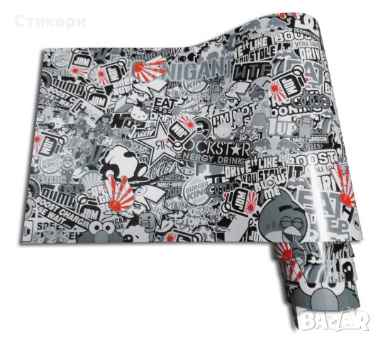 ПРОМО! стикер BOMB 150х50см JDM руло ЧЕРНО ЧЕРВЕНО, снимка 4 - Аксесоари и консумативи - 29729643