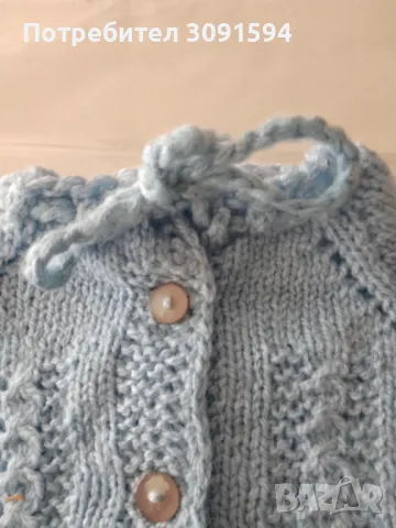 Синя Ръчно плетена Детска, бебешка жилетка ,изплетено на качествена прежда, снимка 5 - Детски пуловери и жилетки - 48112780