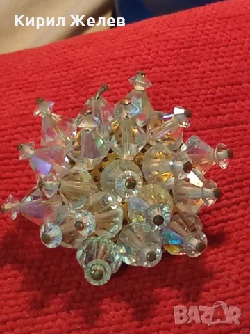 РАЗКОШНА ПОЗЛАТЕНА МЕДНА БРОШКА с ЮВЕЛИРНО ФАСЕТИРАН БОХЕМСКИ КРИСТАЛ 44737, снимка 10 - Други - 46282244