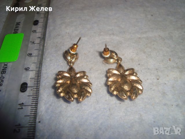 КРАСИВИ ФЛОРАЛНИ ПОЗЛАТЕНИ ФЕШЪН АРТ КРИСТАЛНИ АРТ ОБЕЦИ 24764, снимка 3 - Обеци - 36623839