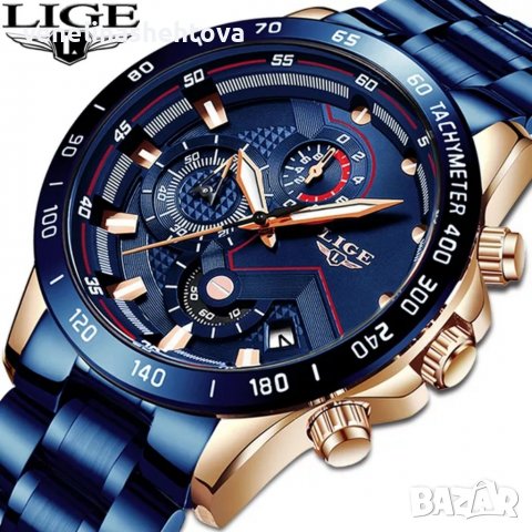 LIGE Мъжки елегантен бизнес часовник+оригинална кутия, снимка 2 - Мъжки - 37831636