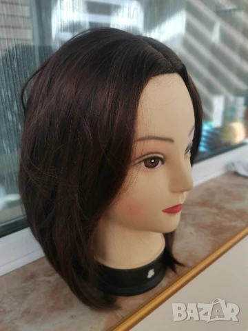 Нова тъмно кестенява перука 35 см Боб стил без бретон - мод.22, снимка 2 - Аксесоари за коса - 13441820