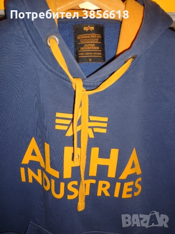 Alpha Industries мъжки син суичър с качулка размер S , снимка 7 - Спортни дрехи, екипи - 51474587