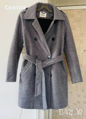 Палта дамски, р-ри S/XS, 2 вида - сиво без забележки - € 37 и светло бежово, ново - € 18, снимка 6 - Палта, манта - 54159374