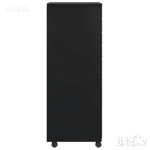 vidaXL Подвижен шкаф с чекмеджета "MOSS" Черно масивно дърво бор, снимка 4 - Шкафове - 56147538
