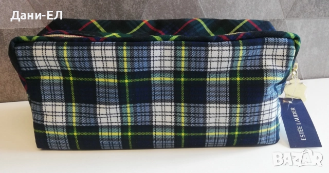 Estee Lauder козметичен несесер – синьо-зелено каре, снимка 10 - Други - 52771975