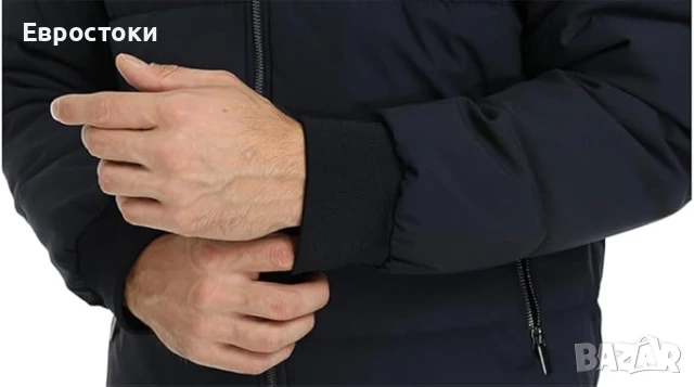 MAGCOMSEN Ветроупорно мъжко ватирано бомбър яке с джобове с цип, топло и удебелено. Черно Размер M , снимка 4 - Якета - 50715981