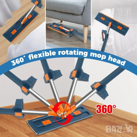 Комплект моп с 360° въртене и сгъваема кофа – Професионално и безконтактно почистване у дома, снимка 4 - Други стоки за дома - 52093495