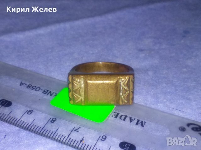 МНОГО СТАР МАСИВЕН БРОНЗОВ РЪЧНО ОРНАМЕНТИРАН КЛАСИЧЕСКИ РЕТРО ПРЪСТЕН МАЙСТОРСКА ИЗРАБОТКА 36990, снимка 14 - Антикварни и старинни предмети - 39722767