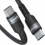  NIMASO USB C към USB C кабел, 60W 20V/3A PD Кабел за бързо зареждане, найлонова оплетка - 100 см