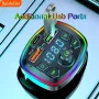CAR Bluetooth FM трансмитер,волтметър, 7 LED светлини, 2xUSB + TYPE C, Q7, снимка 3