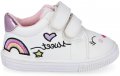 №18-№23, Бебешки обувки за момиче, бели с цветни декорации BUBBLE KIDS, снимка 1 - Бебешки обувки - 36670261