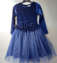 Детска официална рокля с тюл за момиче в тъмносиньо, снимка 1 - Детски рокли и поли - 44596035