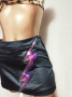 S/M К-т бюстие анимал принт и черна сатенена пола със светкавица от пайети, снимка 2
