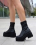 Боти на платформа - черна кожа - LT10 , снимка 1