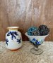 Керамична ваза и купа от стъкло, снимка 1 - Антикварни и старинни предмети - 44483000