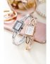 Квадратен дамски часовник с кристали (005), снимка 1 - Дамски - 40087971