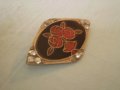 Старинна брошка бял метал с емайл, снимка 5