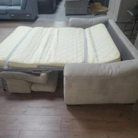 Сив диван от плат тройка с функция сън, снимка 5 - Дивани и мека мебел - 44701523