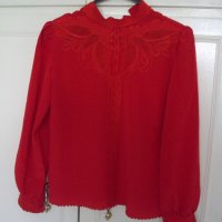 Дамска копринена блуза с бродерия, снимка 1 - Блузи с дълъг ръкав и пуловери - 29297425