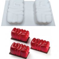 3D 2 бр LOVE силиконов молд форма кексче мус шоколад гипс свещ сапун, снимка 1 - Форми - 38316401