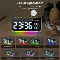 Нов Голям цифров часовник RGB цветен будилник Дом Спалня, снимка 3 - Други стоки за дома - 42310943