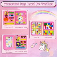 25 В 1 Сензорни играчки Busy Board за 1-5 години синя и розова, снимка 3 - Образователни игри - 42569043