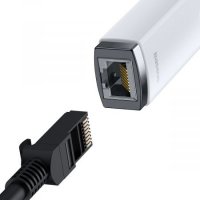 Лан Карта кабелна USB Baseus WKQX000302 Мрежови адаптер USB Type C към RJ-45 1Gbps Бял, снимка 3 - Кабели и адаптери - 38181411