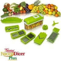 Ново Кухненско ренде 10 в 1 - Nicer Dicer Plus, комплект с приставки, снимка 3 - Прибори за хранене, готвене и сервиране - 39632951
