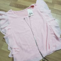 Нежен розов топ блузка, снимка 1 - Корсети, бюстиета, топове - 34443317