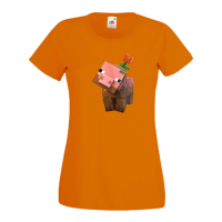 Дамска тениска Flower Pig майнкрафт Minecraft,Игра,Забавление,подарък,Изненада,Рожден Ден., снимка 11 - Тениски - 36520728