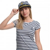 Нов дамски моряшки сет: тениска и капитанска шапка, снимка 9 - Тениски - 29975158