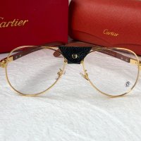 Cartier 2023 прозрачни мъжки слънчеви очила с кожа и дървени дръжки, снимка 8 - Слънчеви и диоптрични очила - 42813053