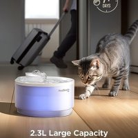 Нов FEELNEEDY Воден Фонтан за Котки 2.3L с LED и Активен Въглен, снимка 6 - За котки - 42827615