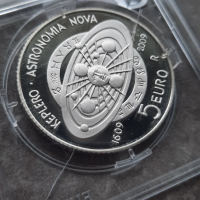 Възпоменателна сребърна монета 5 Euros Johannes Kepler, снимка 2 - Нумизматика и бонистика - 44715639