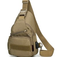 мъжка чанта тактическа за гърди+джоб за вода+USB зареждане военна, снимка 4 - Чанти - 42102008