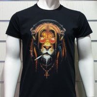 Нова мъжка тениска с дигитален печат Лъв хипи пушач, снимка 8 - Тениски - 30233846