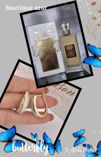 оригинален арабски парфюм, подарък обеци от медицинска стомана с 18к златно покритие , снимка 1