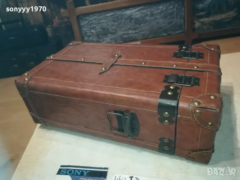 IRISH-КРАСИВА КУТИЯ С КОЖА И МЕД МЕСИНГОВ ОБКОВ LHD1E2409240755, снимка 1