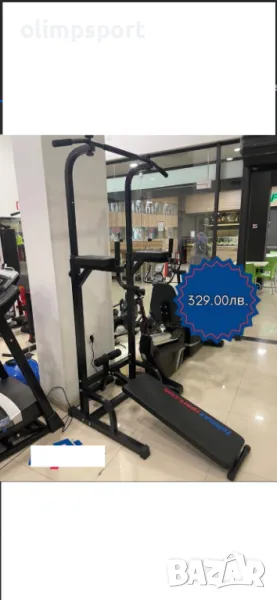 комбиниран уред нов лежанка за коремни преси, стойка за набиране, и кофички до 110 кг носимост нов , снимка 1