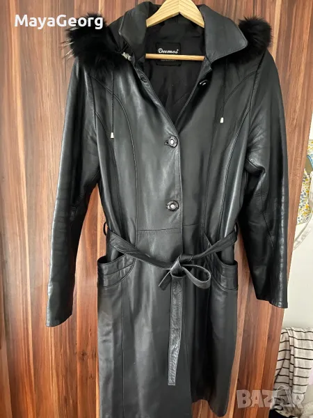 Дамско дълго яке от естествена кожа, снимка 1