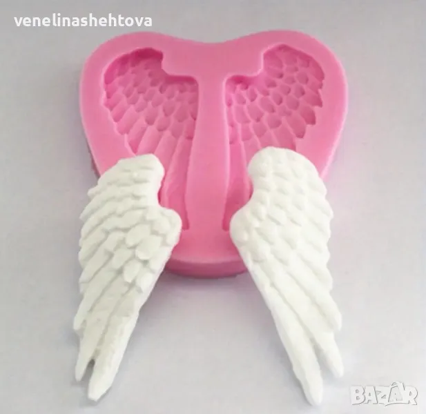 Силиконов молд ангелски крила форма за фондан за декорация на торта гипс сапун, снимка 1