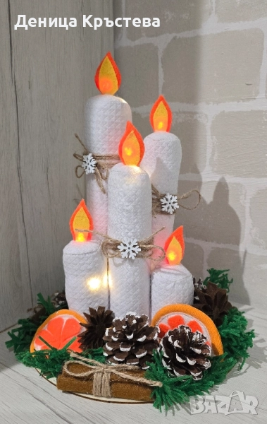 Коледни свещи от текстил , снимка 1