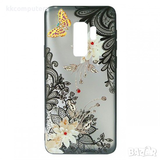 Пластмасов кейс BEAUTY с камъни, За iPhone 11 Pro Max (6.5), Цветя и златна пеперуда, снимка 1
