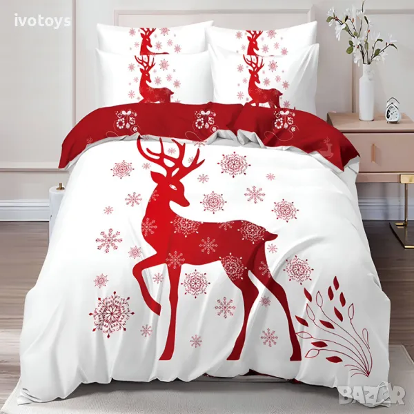 Двулицев коледен спален комплект (Реално изображение), 6 части - Модел WS17141, снимка 1