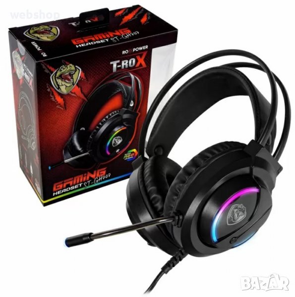 Светещи Гейминг слушалки с микрофон Roxpower T-Rox STGH707, RGB, снимка 1