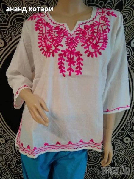 Памучна туника бродерия и цепки двете страни (177-181), снимка 1