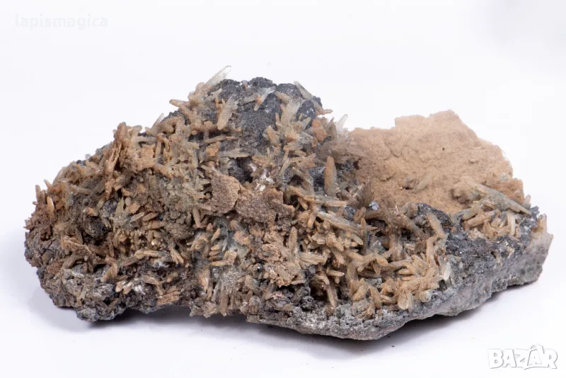 Голяма друза кварц с калцит (папиршпат) и сфалерит 1428g, снимка 1