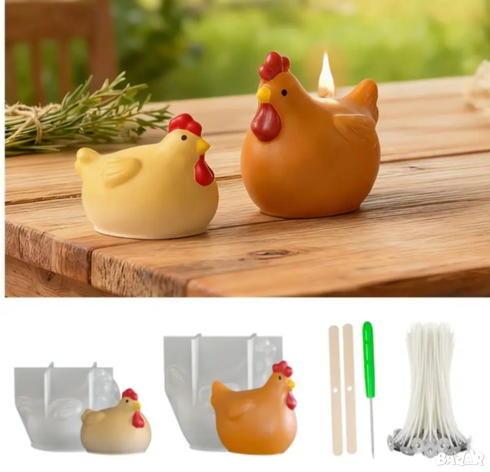 Молдове комплект за свещи 25 части кокошки с аксесоари , снимка 1